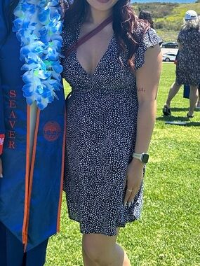 Express Black and White Knot-Front Mini Dress